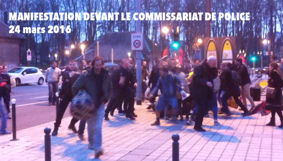 Manifestation devant le commissariat de police de Besançon
