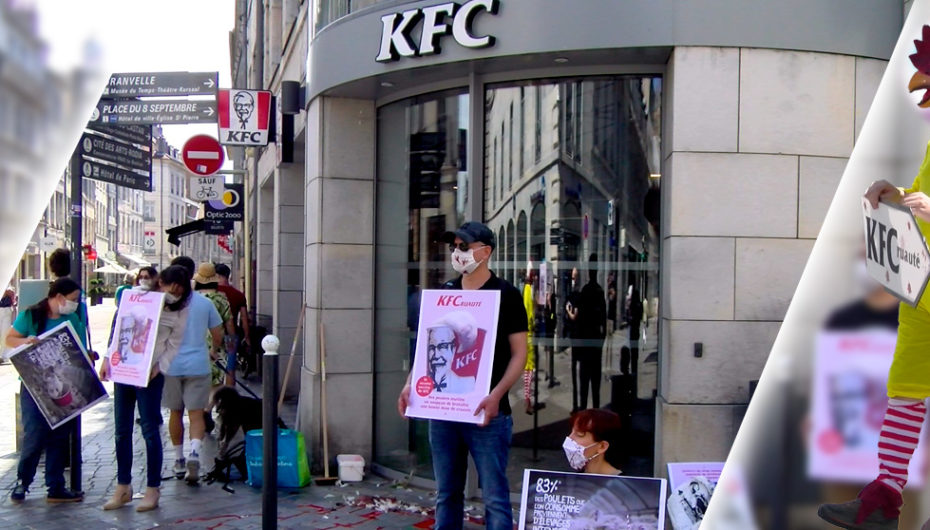 [Vidéo] Action contre la souffrance animale, devant le KFC de Besançon