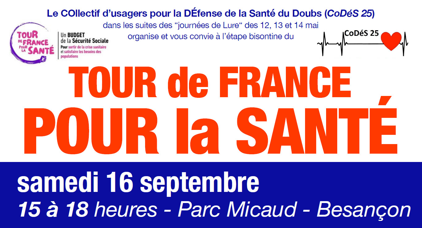 Tour de France pour la santé - Samédi 16 Septembre de 15h à 18h au parc Micaud à Besançon